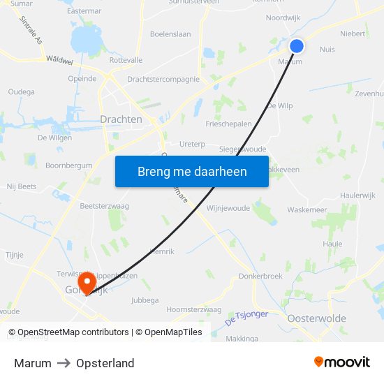 Marum to Opsterland map