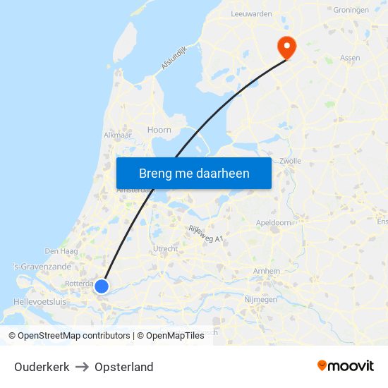 Ouderkerk to Opsterland map