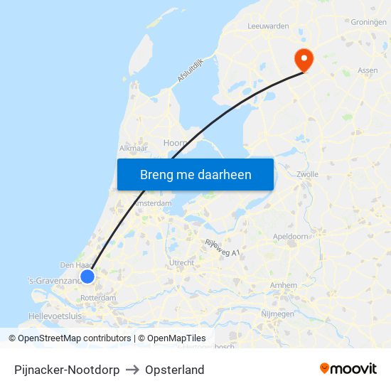 Pijnacker-Nootdorp to Opsterland map