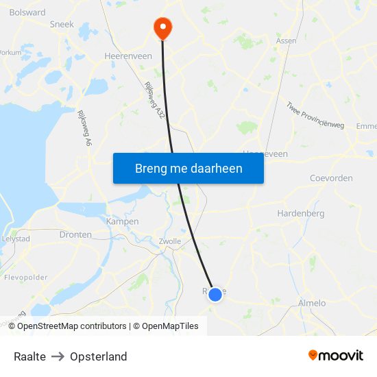 Raalte to Opsterland map