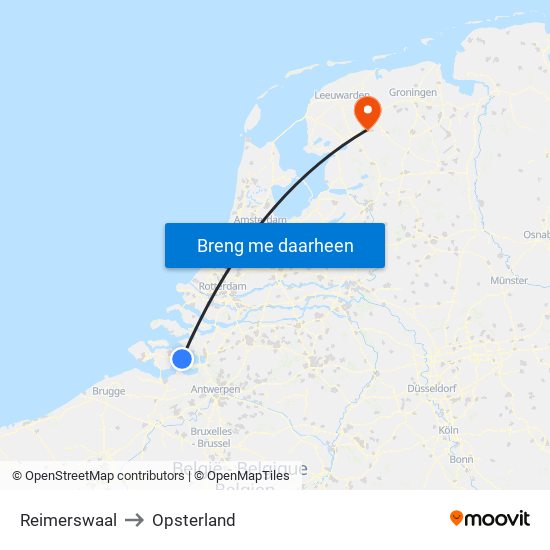 Reimerswaal to Opsterland map