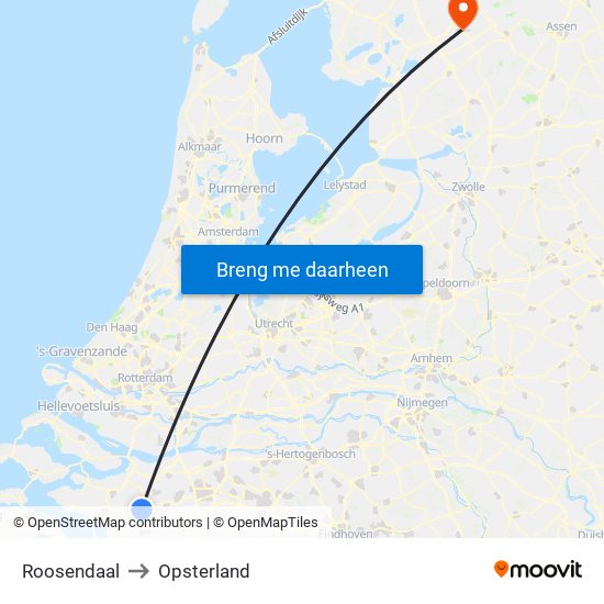 Roosendaal to Opsterland map