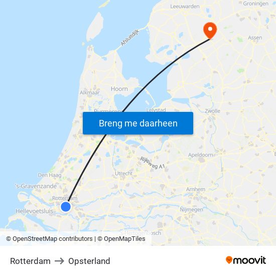 Rotterdam to Opsterland map