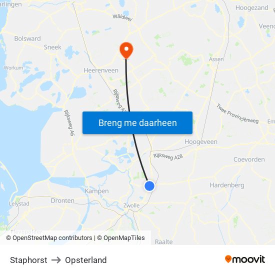 Staphorst to Opsterland map