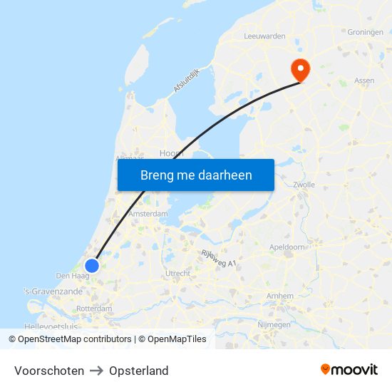 Voorschoten to Opsterland map