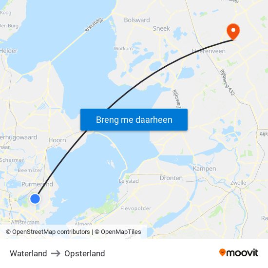 Waterland to Opsterland map