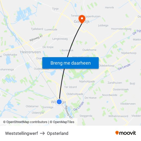 Weststellingwerf to Opsterland map