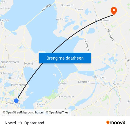 Noord to Opsterland map