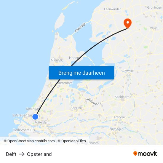 Delft to Opsterland map