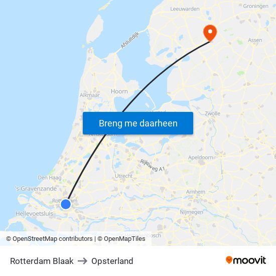 Rotterdam Blaak to Opsterland map