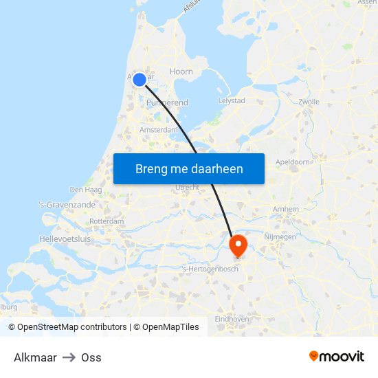 Alkmaar to Oss map