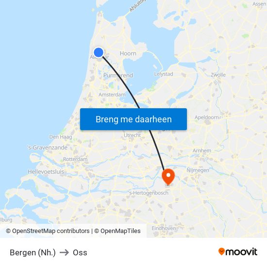 Bergen (Nh.) to Oss map