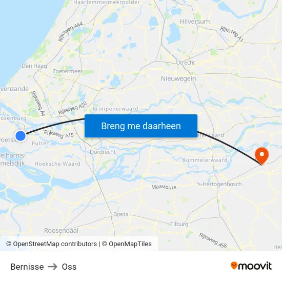 Bernisse to Oss map