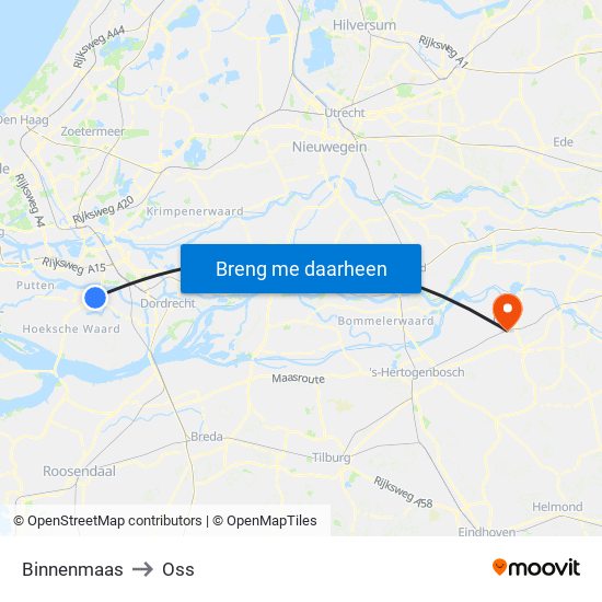 Binnenmaas to Oss map