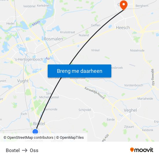 Boxtel to Oss map