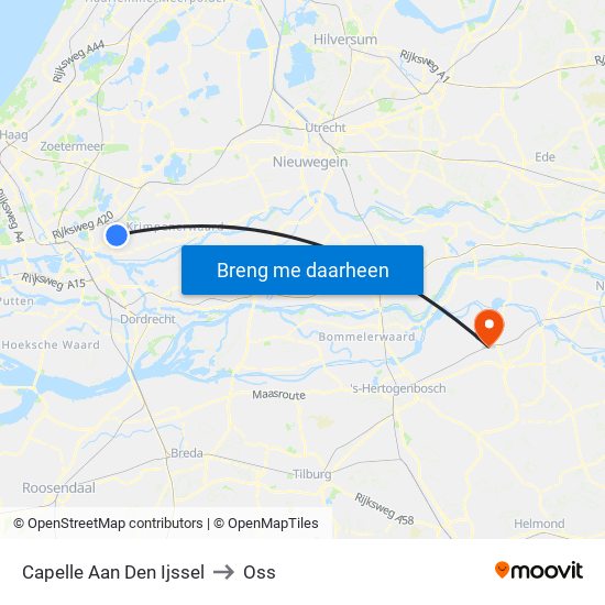 Capelle Aan Den Ijssel to Oss map