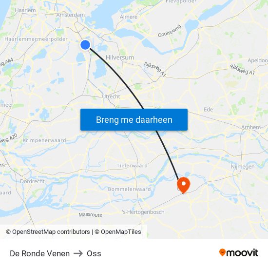 De Ronde Venen to Oss map