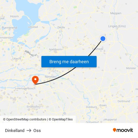 Dinkelland to Oss map