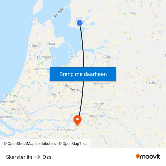 Skarsterlân to Oss map