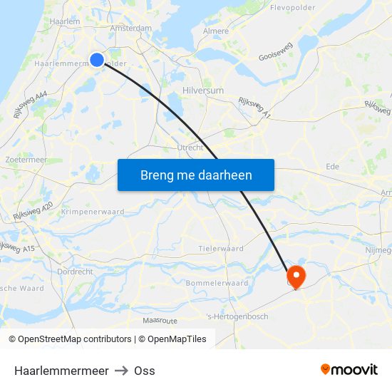 Haarlemmermeer to Oss map