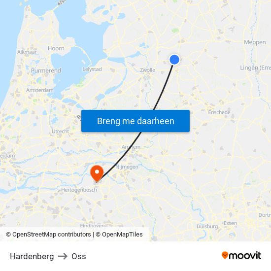 Hardenberg to Oss map