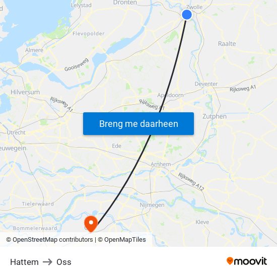 Hattem to Oss map
