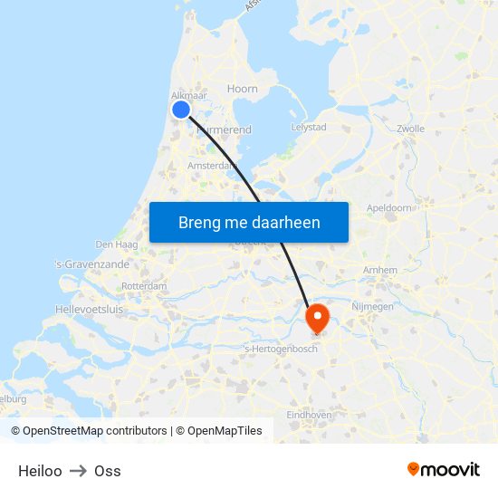 Heiloo to Oss map