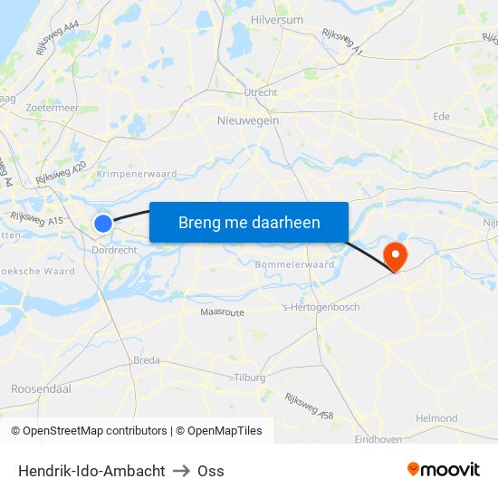 Hendrik-Ido-Ambacht to Oss map