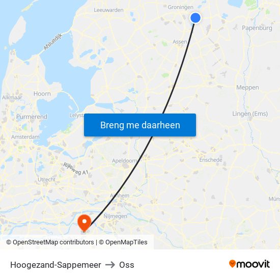 Hoogezand-Sappemeer to Oss map