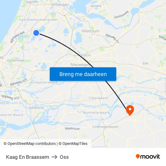 Kaag En Braassem to Oss map