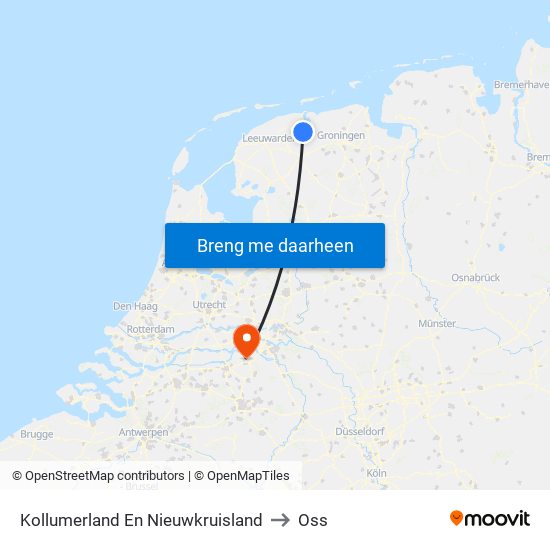 Kollumerland En Nieuwkruisland to Oss map