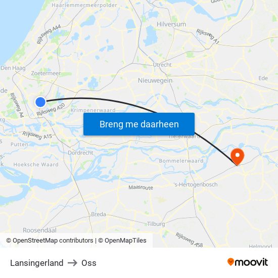 Lansingerland to Oss map