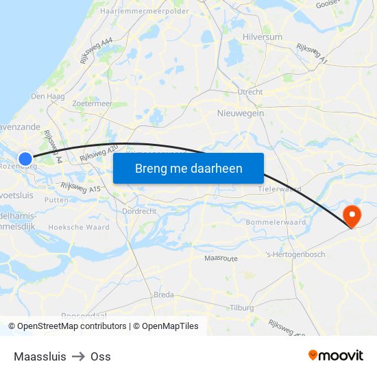 Maassluis to Oss map