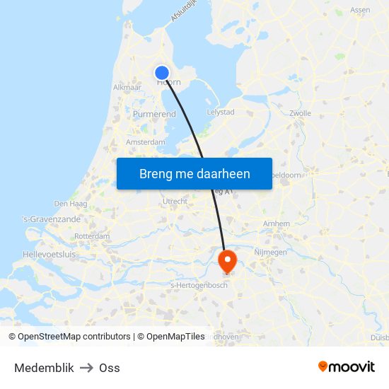 Medemblik to Oss map