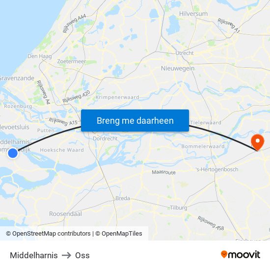 Middelharnis to Oss map