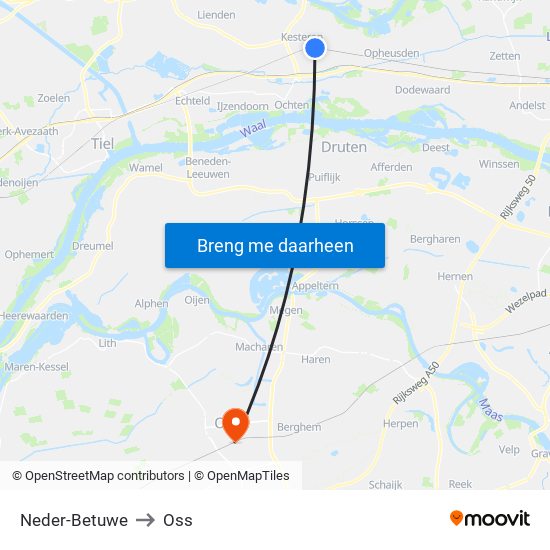 Neder-Betuwe to Oss map