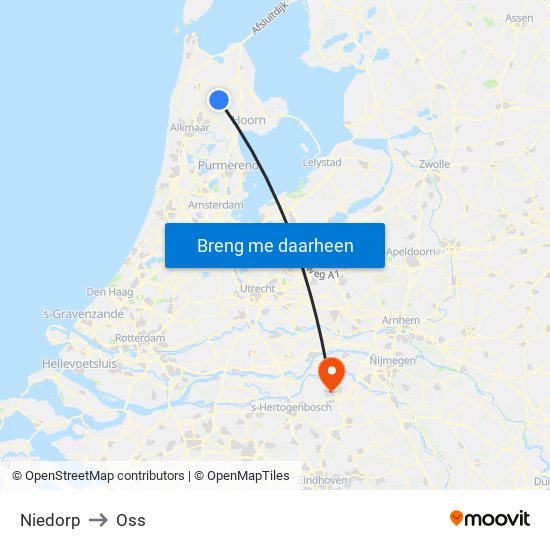 Niedorp to Oss map
