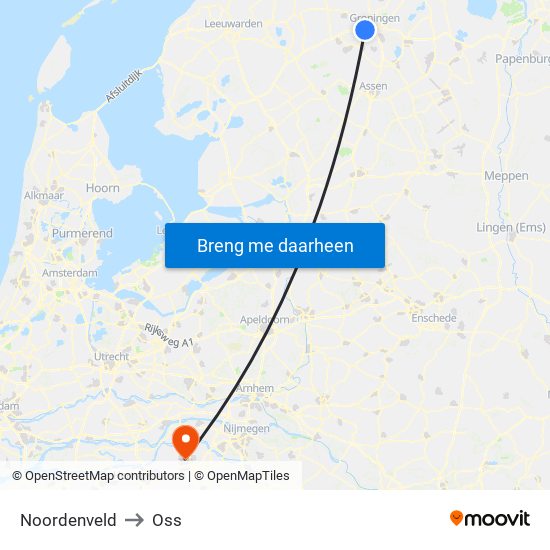 Noordenveld to Oss map