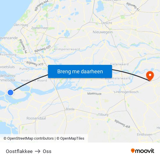 Oostflakkee to Oss map