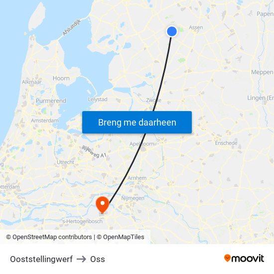 Ooststellingwerf to Oss map