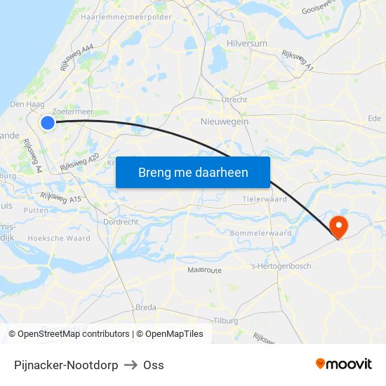 Pijnacker-Nootdorp to Oss map