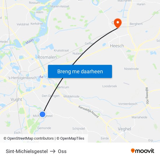 Sint-Michielsgestel to Oss map