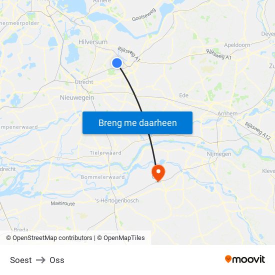 Soest to Oss map