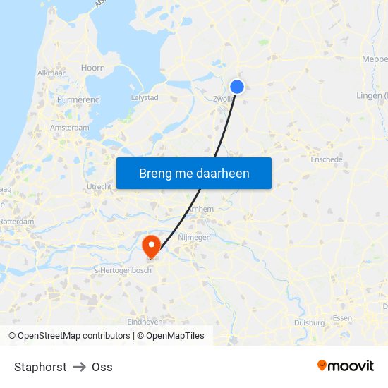 Staphorst to Oss map