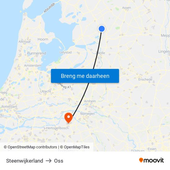 Steenwijkerland to Oss map