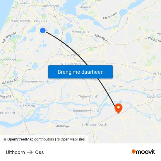 Uithoorn to Oss map