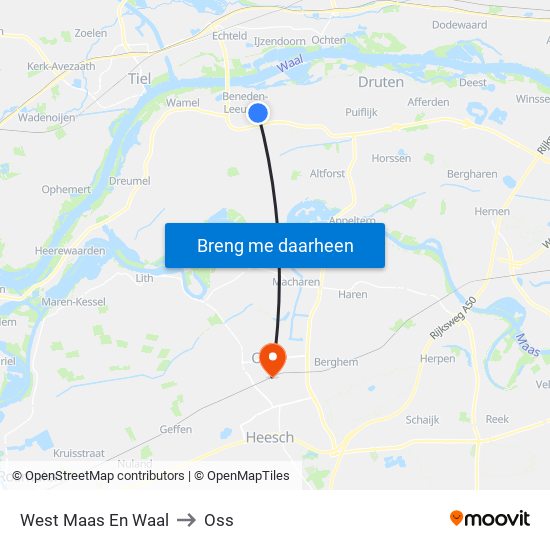 West Maas En Waal to Oss map