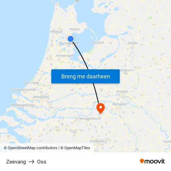 Zeevang to Oss map