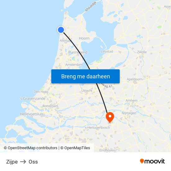 Zijpe to Oss map