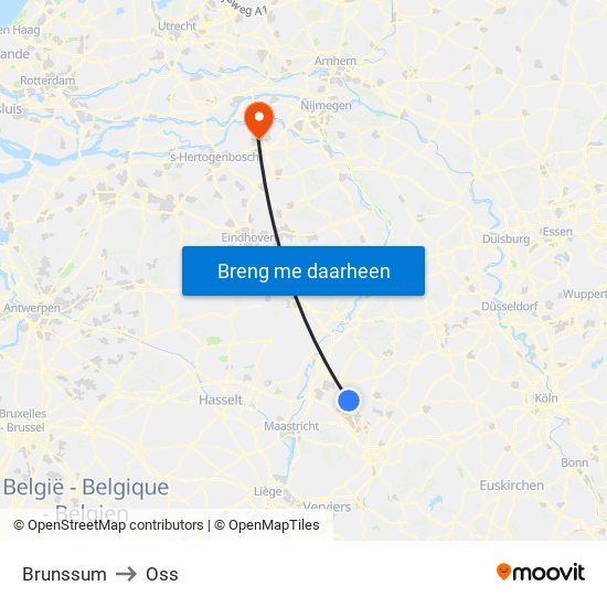 Brunssum to Oss map